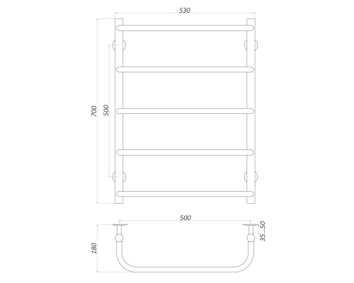 Рушникосушарка UNIO LS W 700-500-5 Драбинка Скоба вода