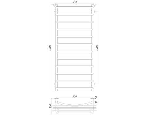 Рушникосушарка UNIO Zp W 1200-500-12 Зета з полицею вода