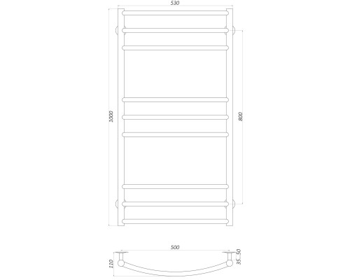 Рушникосушарка UNIO LDE W 1000-500-9 BLK Драбинка Дуга Еліт вода чорна