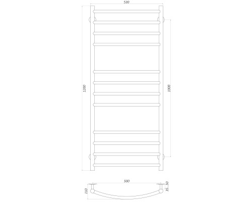 Рушникосушарка UNIO LDE W 1200-500-12 BLK Драбинка Дуга Еліт вода чорна