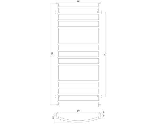 Рушникосушарка UNIO LDE EL 1200-500-12 BLK Драбинка Дуга Еліт електро чорна
