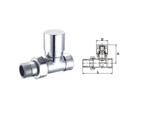 Кран вентильний прямий з американкою SOLOMON 3/4″ CHROM 1864 п/ключ