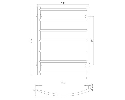 Рушникосушарка UNIO LD ER 700-500-7 BLK Драбинка Дуга електро чорна