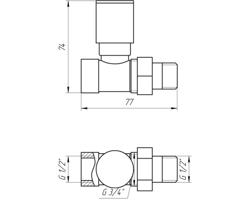 Кран вентильний прямий з американкою SOLOMON 1/2″ CHROM 1865