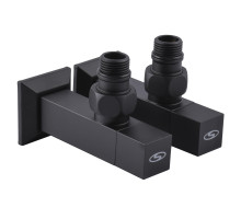 Набір Кран напівобертовий кутовий з американкою SOLOMON LUX 1/2″ CUBE BLACK 8888 (1уп)