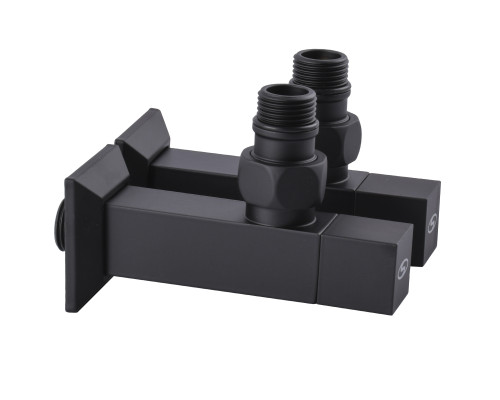 Набір Кран напівобертовий кутовий з американкою SOLOMON LUX 1/2″ CUBE BLACK 8888 (1уп)