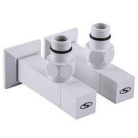 Набір Кран напівобертовий кутовий з американкою SOLOMON LUX 1/2″ CUBE WHITE 8888 (1уп)