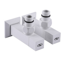 Набір Кран напівобертовий кутовий з американкою SOLOMON LUX 1/2″ CUBE WHITE 8888 (1уп)