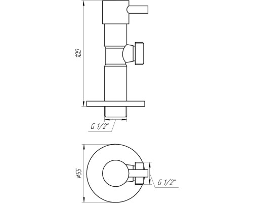 Кран напівобертовий кутовий SOLOMON 1/2″х1/2″ Lazer 7076