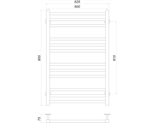 Рушникосушарка UNIO MS W 800-500-12 BLK Модена вода чорна