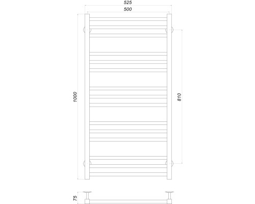 Рушникосушарка UNIO MS W 1000-500-15 BLK Модена вода чорна