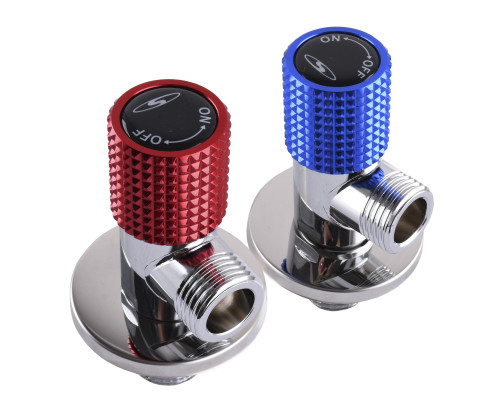 Комплект кранів кутових кераміка SOLOMON EXCLUSIVE 1/2″X1/2″ 9889 RED/BLUE (комплект2шт.)