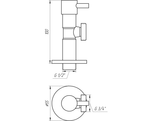 Кран напівобертовий кутовий SOLOMON 1/2″х3/4″ Lazer 7076 (2шт)