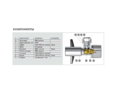 Кран кульовий кутовий ARCO 1/2″х 3/8″ NOV20 (NOV04)
