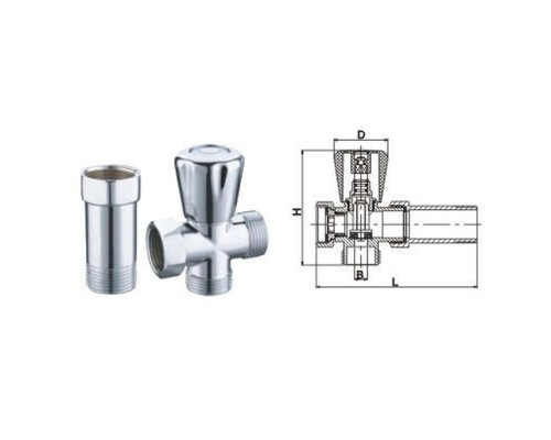 Кран вентильний для пральної машини SELBA 3/4″x3/4″x3/4″ з подовжувачем A7250