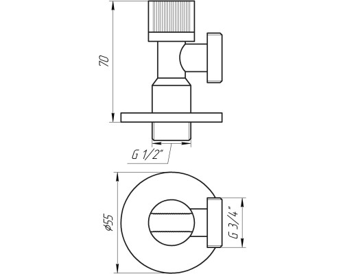 Кран кульовий кутовий SOLOMON 1/2″х3/4″ A7032
