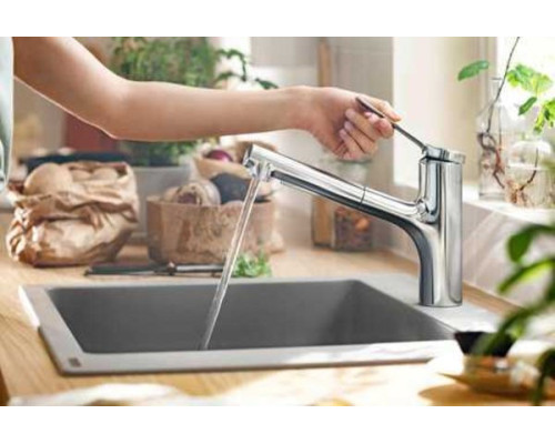Hansgrohe Набір для кухні, гранітна мийка S520-F345 + зміш. Zesis M33, сірий камінь-сталь
