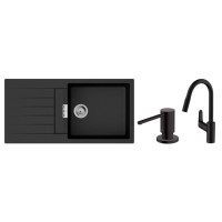 Hansgrohe Набір для кухні, гранітна мийка S520-F480 + зміш. Focus M41, дозатор A41, чорний графіт-чорний матовий
