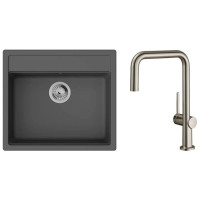 Hansgrohe Набір для кухні, гранітна мийка S520-F510 + зміш. Talis M54, чорний графіт-сталь Hansgrohe Набір для кухні, гранітна мийка S520-F510 + зміш. Talis M54, чорний графіт-сталь