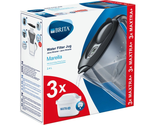 Brita Фільтр-глечик Marella + 3 картриджа 2.4 л (1.4 л очищеної води), графіт