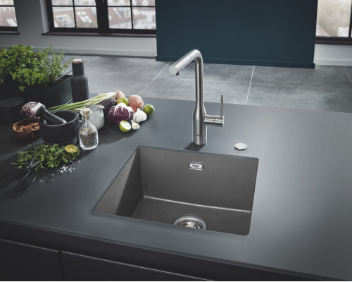 Grohe Мийка кухонна K700U, граніт, прямокут., без крила, 457x406x203мм, чаша - 1, врізна/під стільницю, сірий граніт