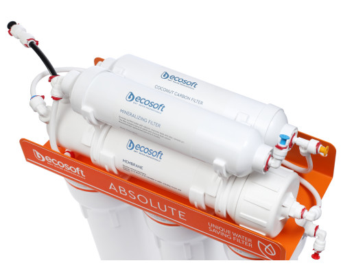 Ecosoft Фільтр зворотного осмосу Absolute з мінералізатором, 75 гал/добу, дренаж 1:1, подвійний кран модерн