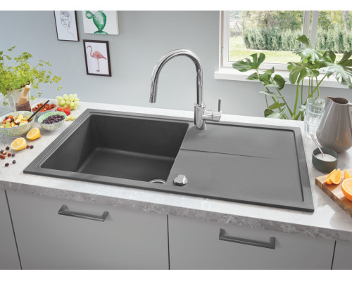 Grohe Мийка кухонна K400, граніт, прямокут., з крилом, 780x500x205мм, чаша - 1, врізна, сірий граніт