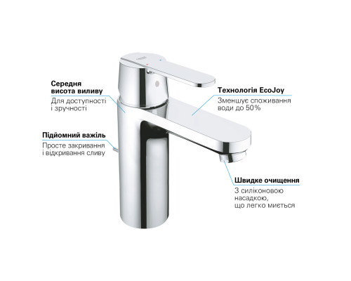 Grohe Змішувач для раковини Get M довж. виливу - 122мм, неповоротний, 1 важіль, хром