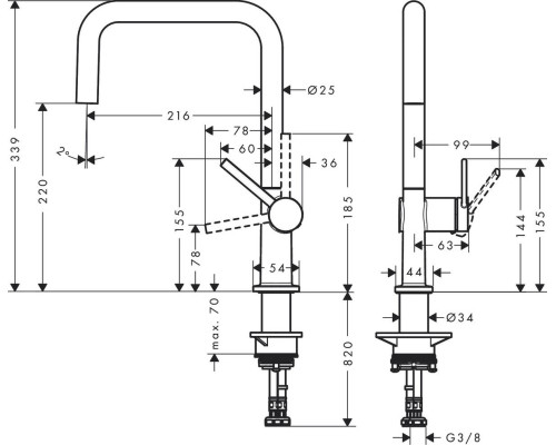 Hansgrohe Набір для кухні, гранітна мийка S520-F510 + зміш. Talis M54, чорний графіт-чорний матовий