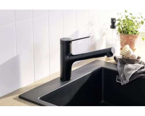 Hansgrohe Набір для кухні, гранітна мийка S520-F345 + зміш. Zesis M33, чорний графіт-чорний матовий