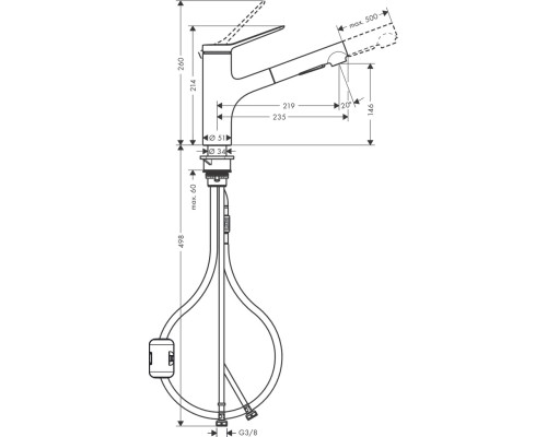 Hansgrohe Набір для кухні, гранітна мийка S520-F345 + зміш. Zesis M33, сірий камінь-сталь