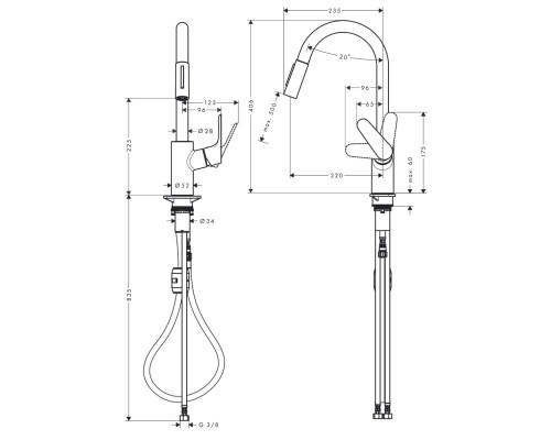 Hansgrohe Набір для кухні, гранітна мийка S520-F480 + зміш. Focus M41, чорний графіт-чорний матовий