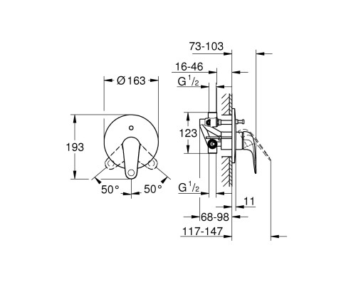 Grohe Змішувач для ванни Swift прихованого монтажу, хром