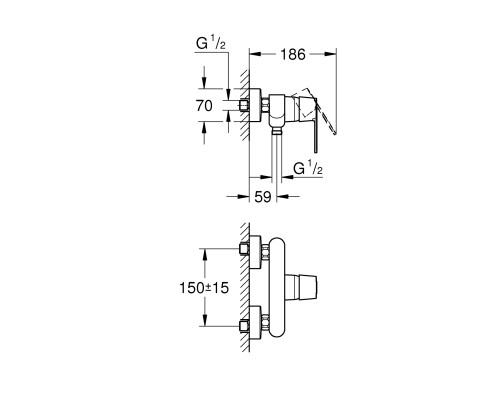 Grohe Змішувач для душу Get 1 важіль, хром